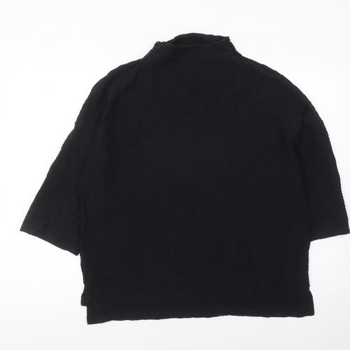 French Connection Women Black XS Mock Neck 3/4 Sleeve Blouse