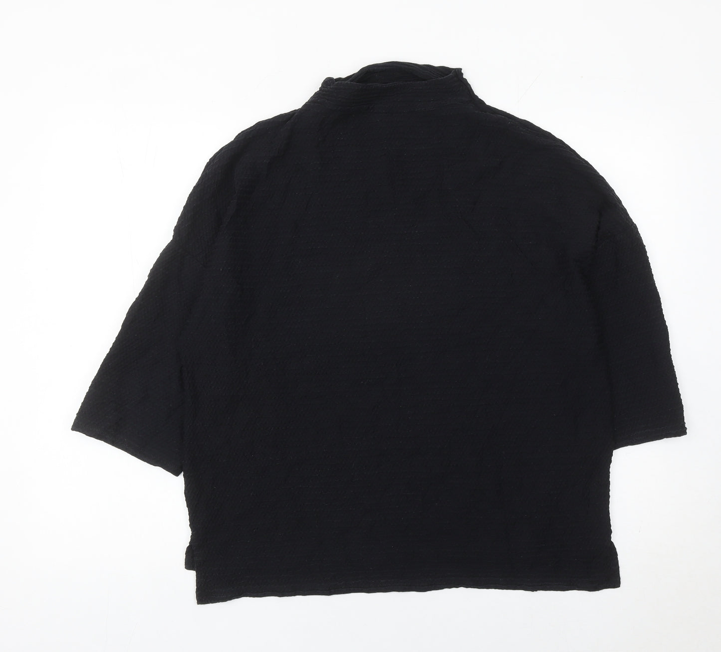 French Connection Women Black XS Mock Neck 3/4 Sleeve Blouse