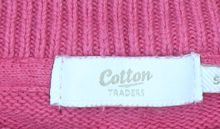 Cotton Traders Womens Pink Small Pullover Jumper Crew Neck Knitwear