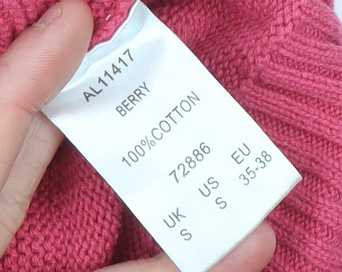 Cotton Traders Womens Pink Small Pullover Jumper Crew Neck Knitwear