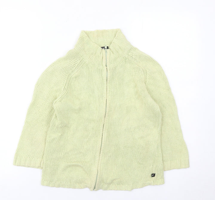 DKNY Jeans Womens Green Small Full Zip Knit Jumper Linen Cotton