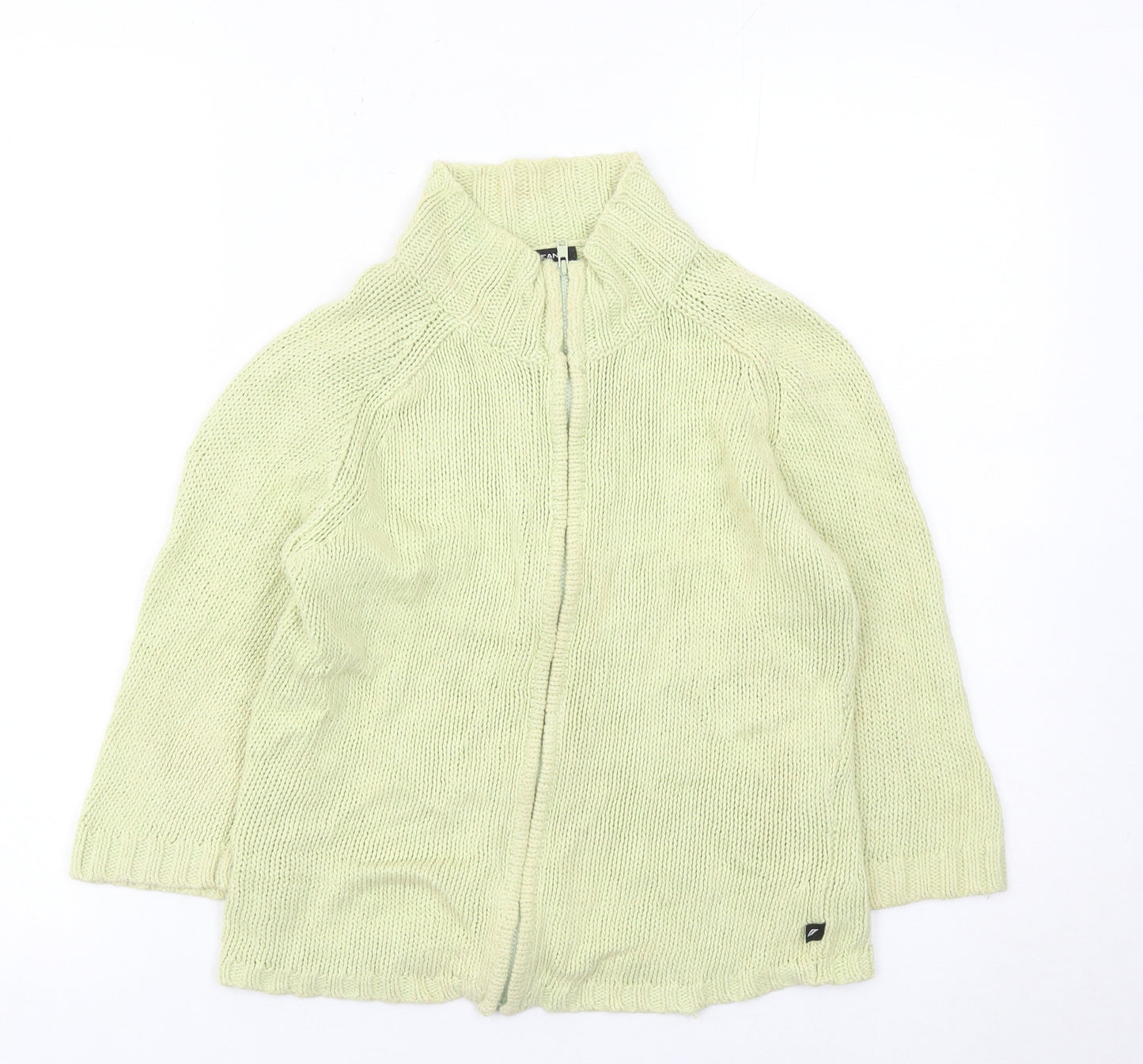 DKNY Jeans Womens Green Small Full Zip Knit Jumper Linen Cotton