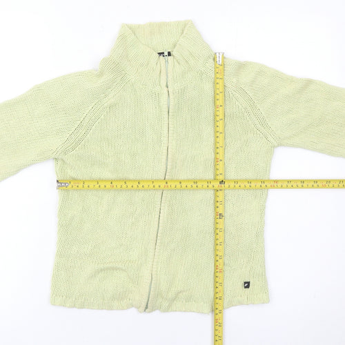 DKNY Jeans Womens Green Small Full Zip Knit Jumper Linen Cotton
