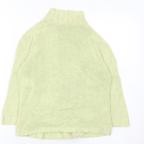 DKNY Jeans Womens Green Small Full Zip Knit Jumper Linen Cotton