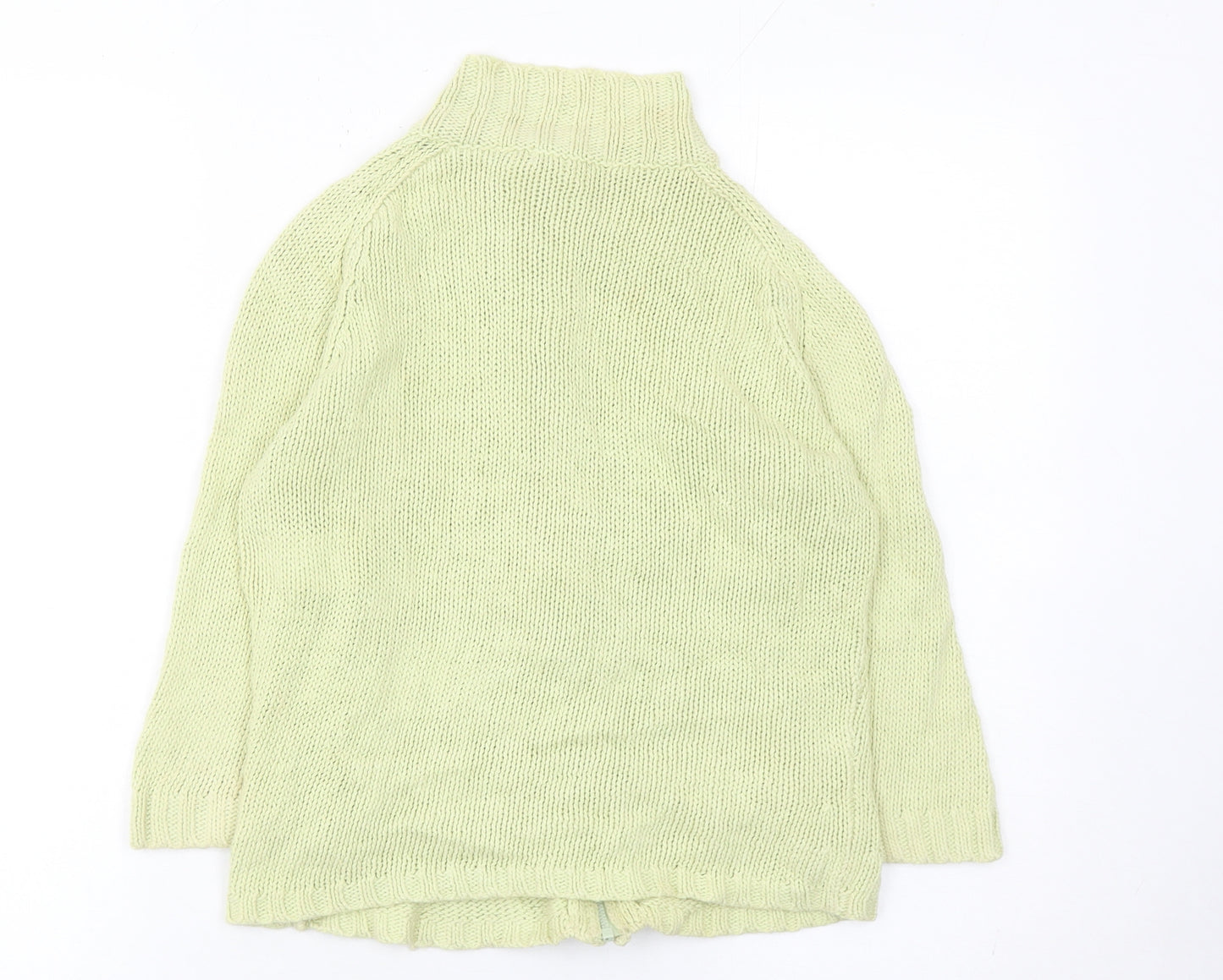 DKNY Jeans Womens Green Small Full Zip Knit Jumper Linen Cotton