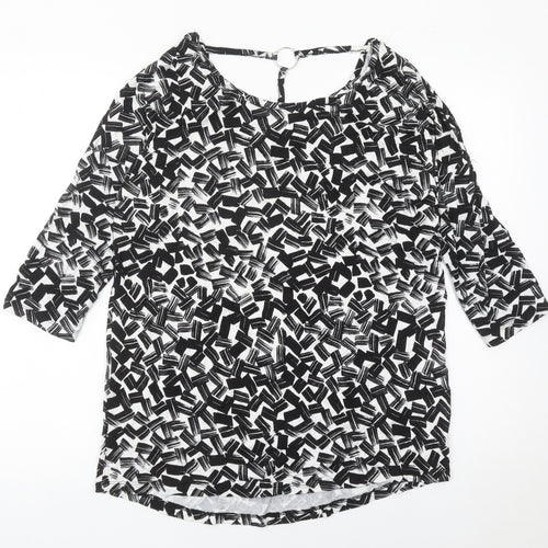 Peacocks Women’s Black Geometric Tunic Blouse Size 14