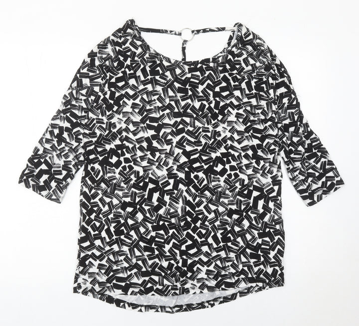 Peacocks Women’s Black Geometric Tunic Blouse Size 14