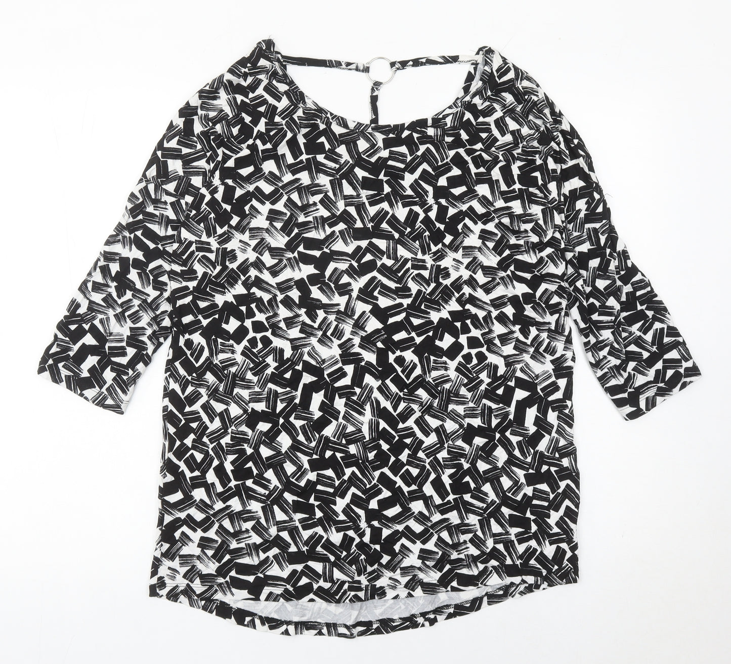 Peacocks Women’s Black Geometric Tunic Blouse Size 14