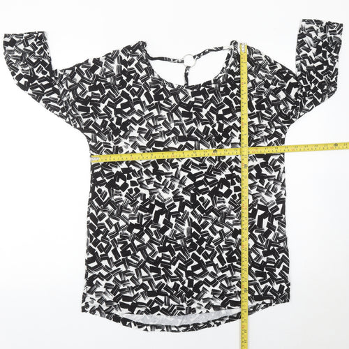 Peacocks Women’s Black Geometric Tunic Blouse Size 14