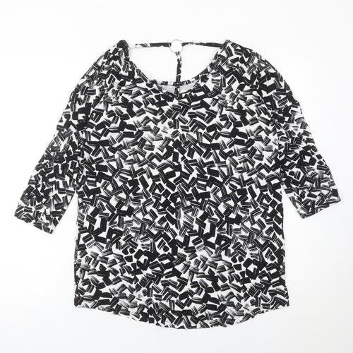 Peacocks Women’s Black Geometric Tunic Blouse Size 14