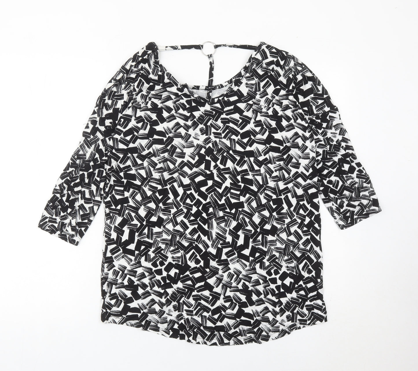 Peacocks Women’s Black Geometric Tunic Blouse Size 14