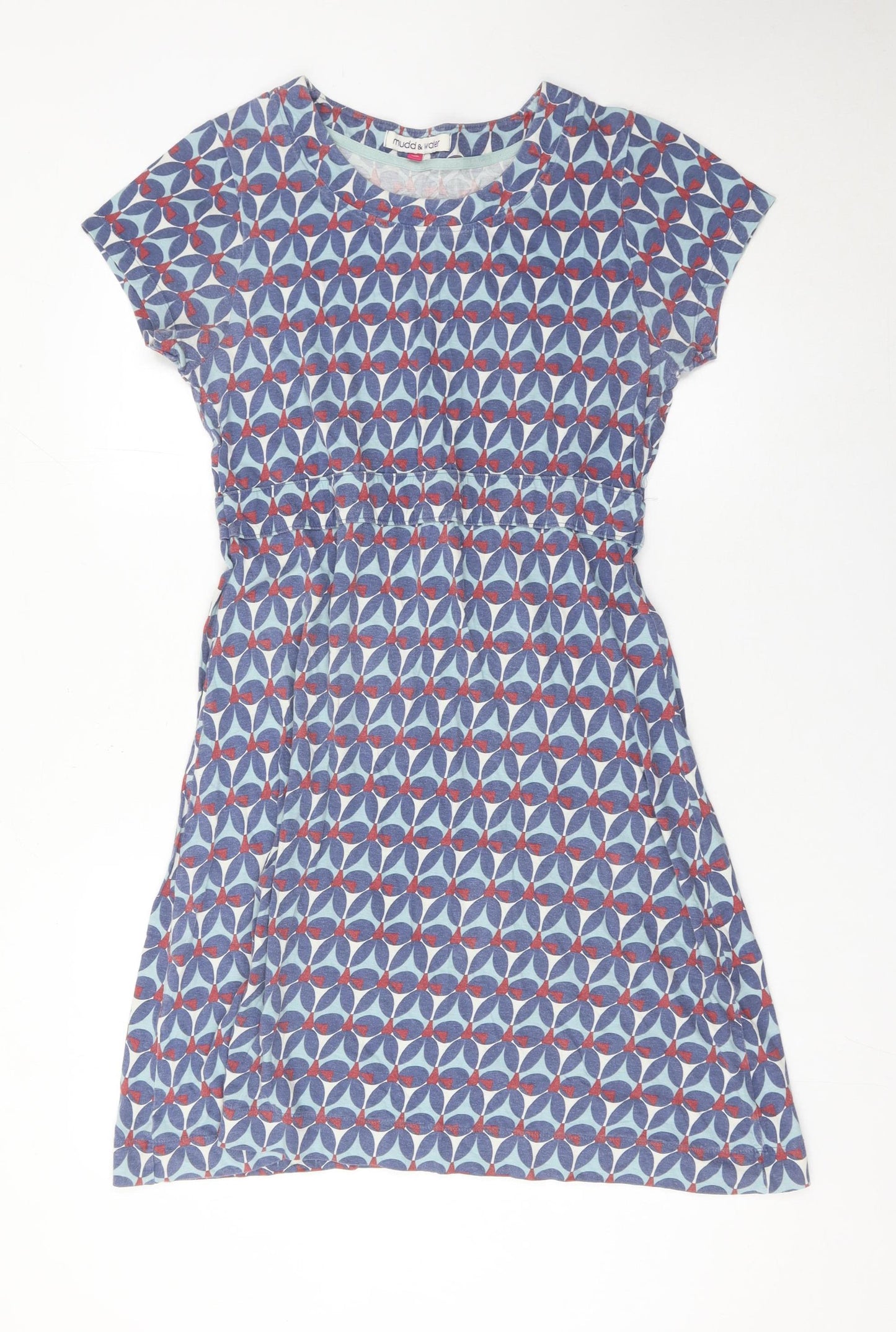 Mudd & Water Women Blue Geometric Cotton A-Line Dress Size 14