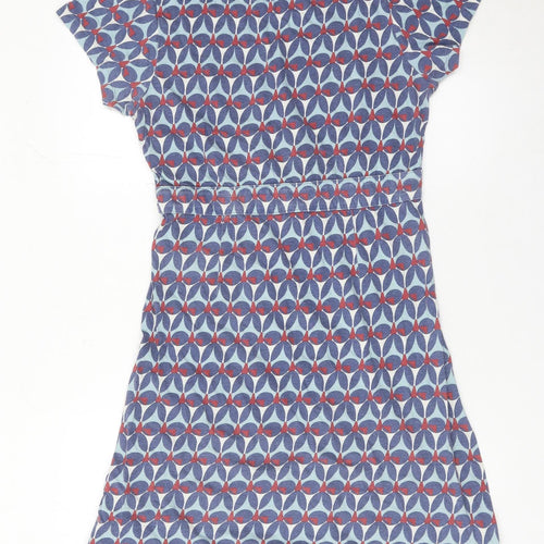 Mudd & Water Women Blue Geometric Cotton A-Line Dress Size 14