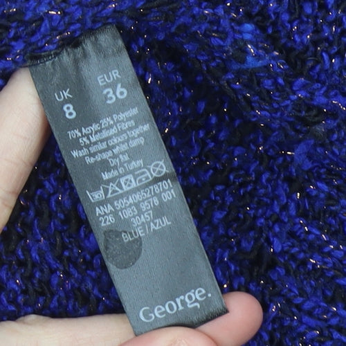 George Womens Blue Chunky Knit Pullover Jumper Size 8