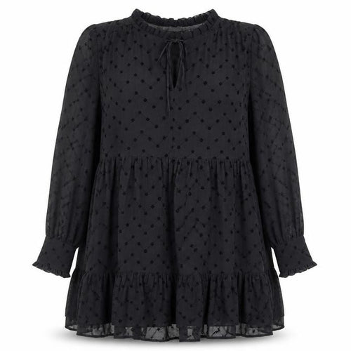 H&M Women’s Black Embroidered Shift Dress Size 8 Long Sleeve