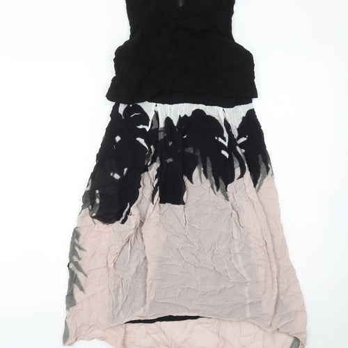Mint Velvet Womens Black Beige Hi-Low A-Line Dress Size 8