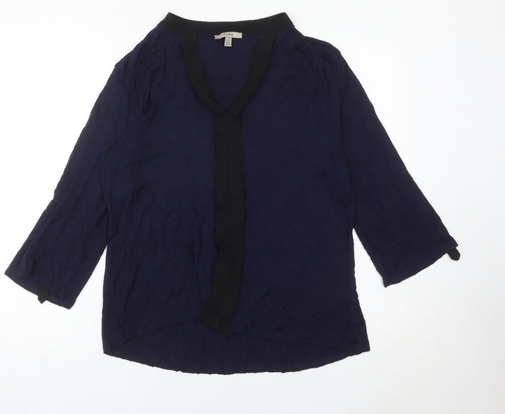 En Garde Womens Blue Size 14 Tunic Blouse 3/4 Sleeve V-Neck