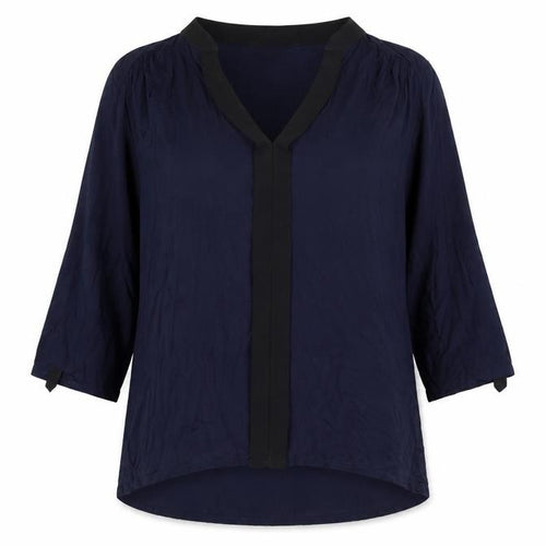 En Garde Womens Blue Size 14 Tunic Blouse 3/4 Sleeve V-Neck