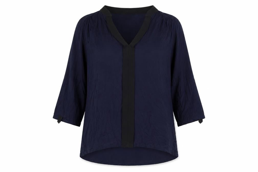 En Garde Womens Blue Size 14 Tunic Blouse 3/4 Sleeve V-Neck