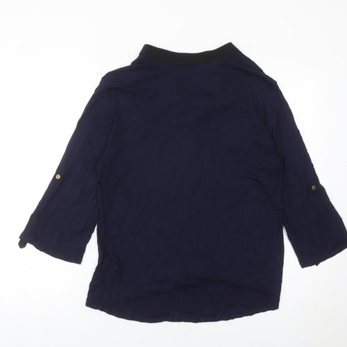 En Garde Womens Blue Size 14 Tunic Blouse 3/4 Sleeve V-Neck