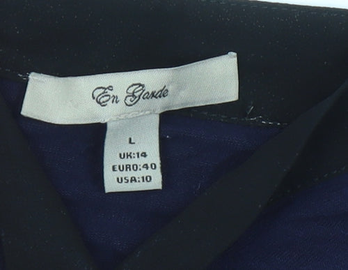 En Garde Womens Blue Size 14 Tunic Blouse 3/4 Sleeve V-Neck