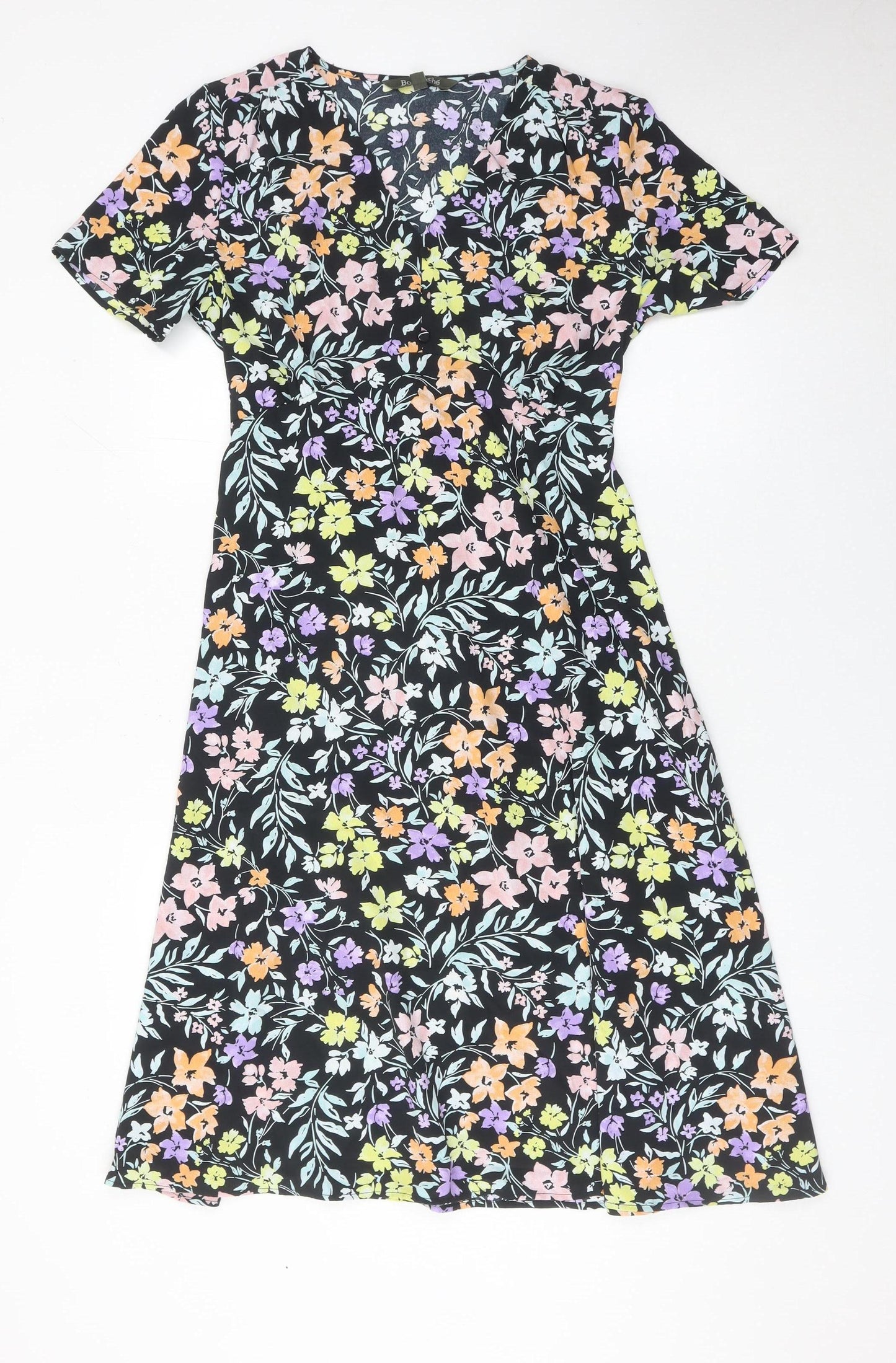 Bonmarché Women’s Multicoloured Floral A-Line Knee Length Dress Size 12