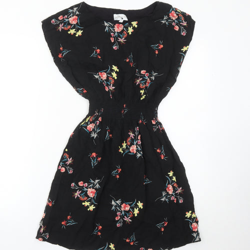 Apricot Womens Black Floral Fit & Flare Dress UK 10 Knee Length