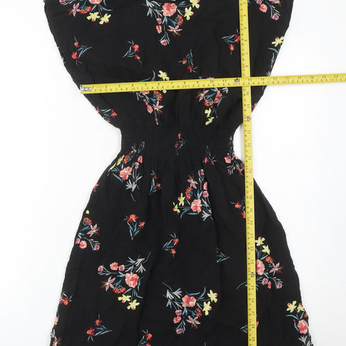 Apricot Womens Black Floral Fit & Flare Dress UK 10 Knee Length