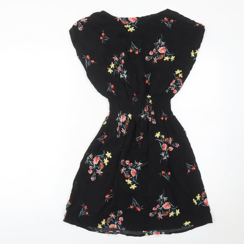 Apricot Womens Black Floral Fit & Flare Dress UK 10 Knee Length