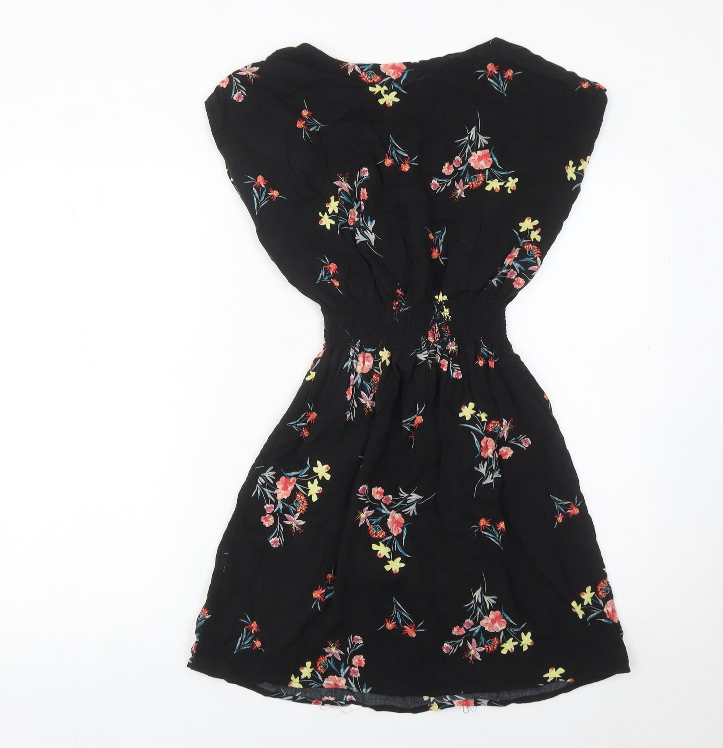 Apricot Womens Black Floral Fit & Flare Dress UK 10 Knee Length