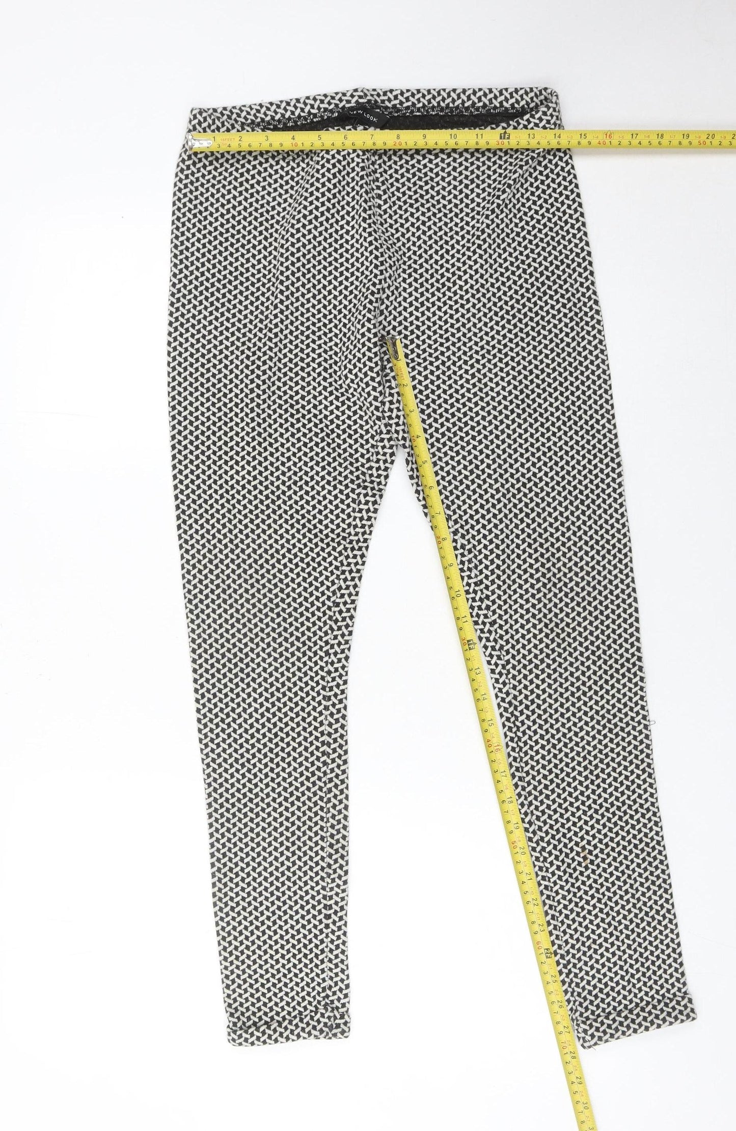 New Look Women’s Black Geometric Print Leggings Size 10
