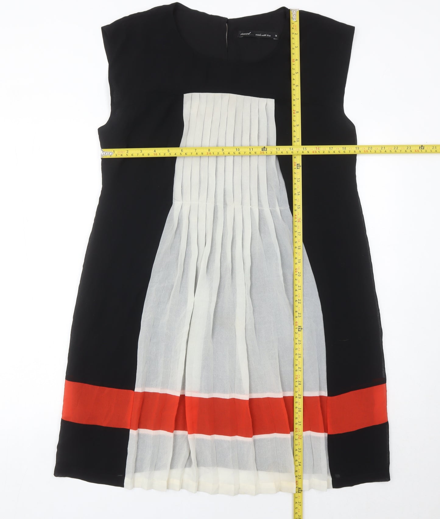 Next Women’s Black White Red Shift Dress Size 14 Sleeveless Knee Length