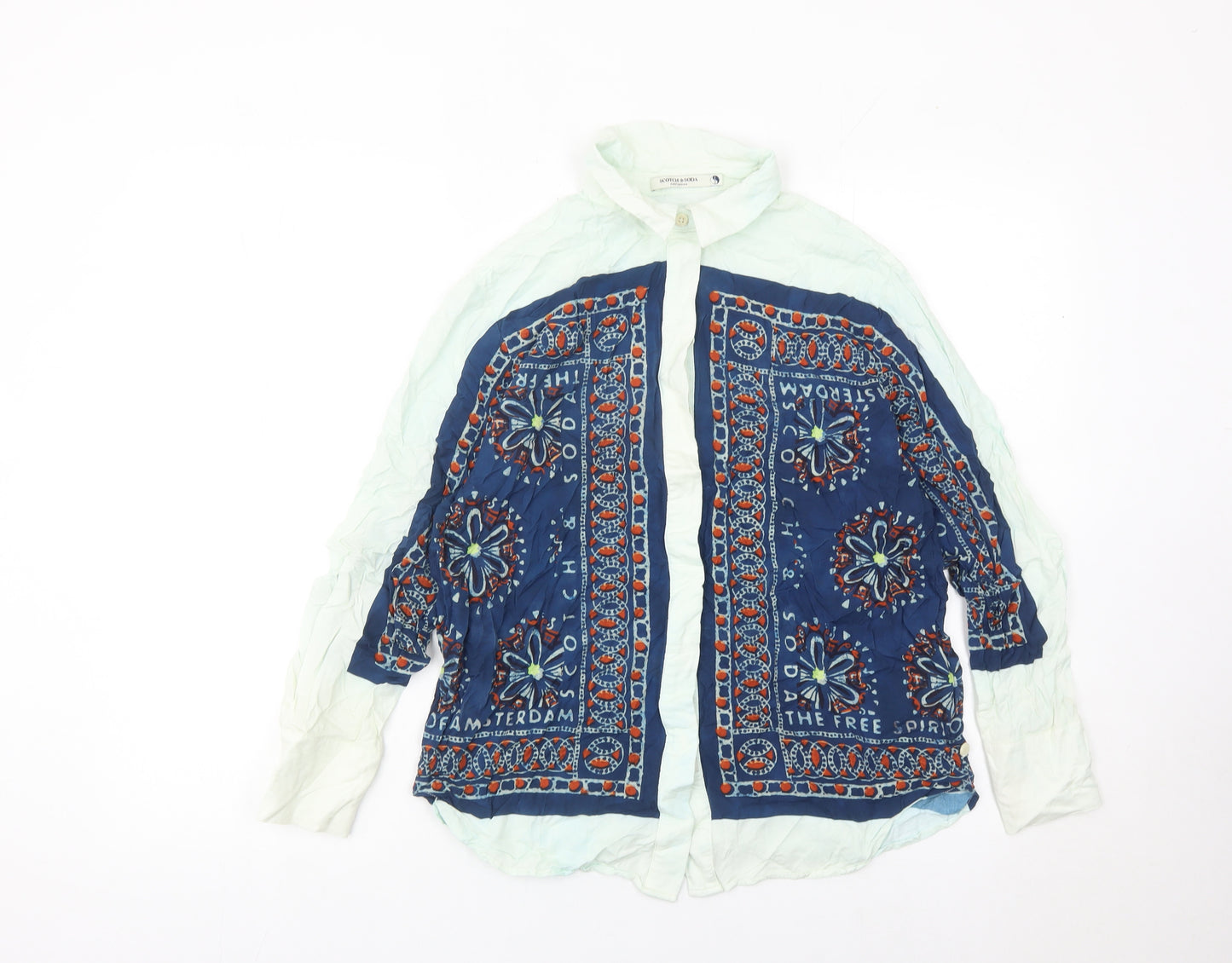Scotch & Soda Women’s Blue Floral Bohemian Button-Up Shirt M
