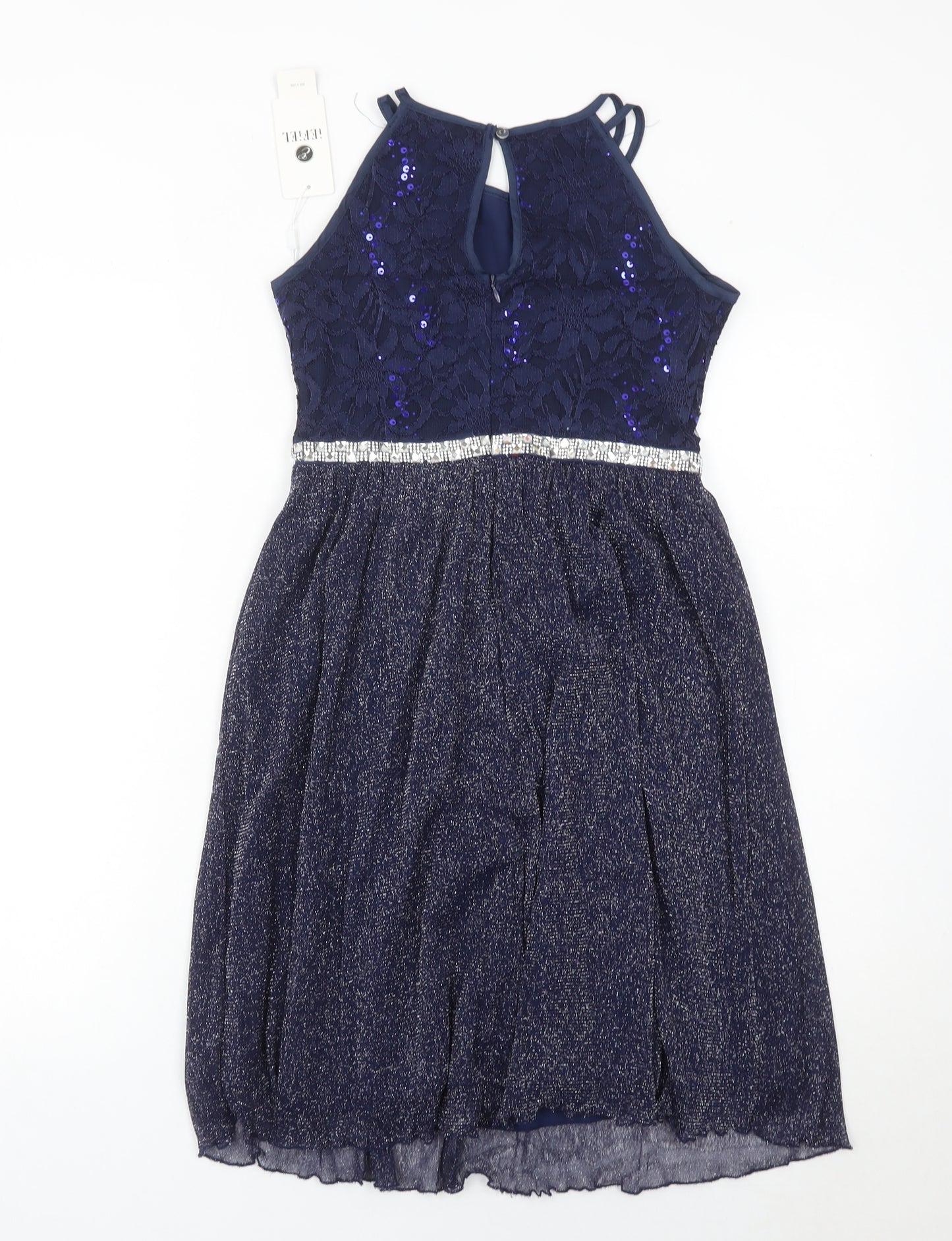 iEFiEL Girls Blue Sequin Lace A-Line Party Dress 9-10 Years Sleeveless