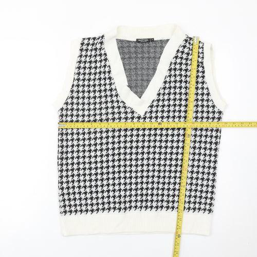 Nasty Gal Womens Black White Houndstooth Knit Sleeveless Vest M
