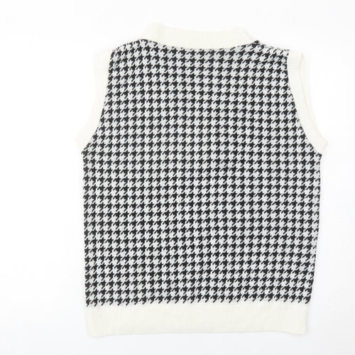 Nasty Gal Womens Black White Houndstooth Knit Sleeveless Vest M