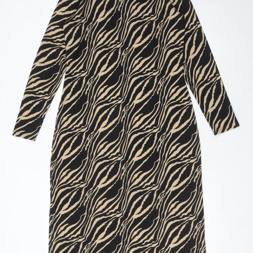 George Women’s Black Beige Animal Print Sheath Dress Size 12