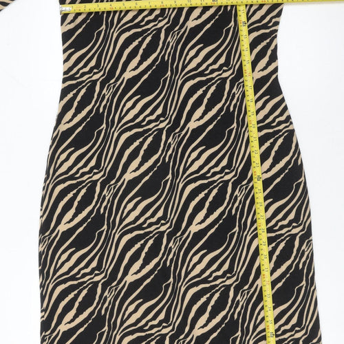 George Women’s Black Beige Animal Print Sheath Dress Size 12