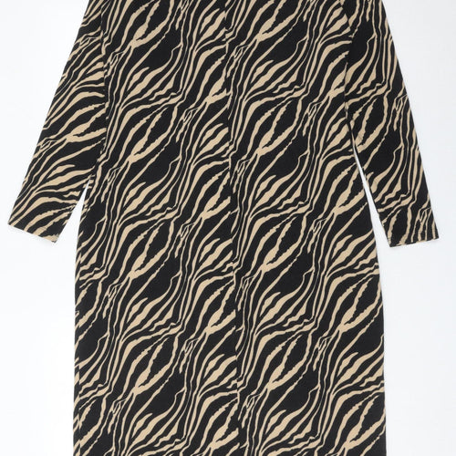 George Women’s Black Beige Animal Print Sheath Dress Size 12