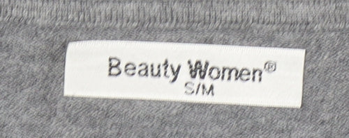 Beauty Women Grey Sequin Hem Pullover Jumper Womens S Long Sleeve Party Knit