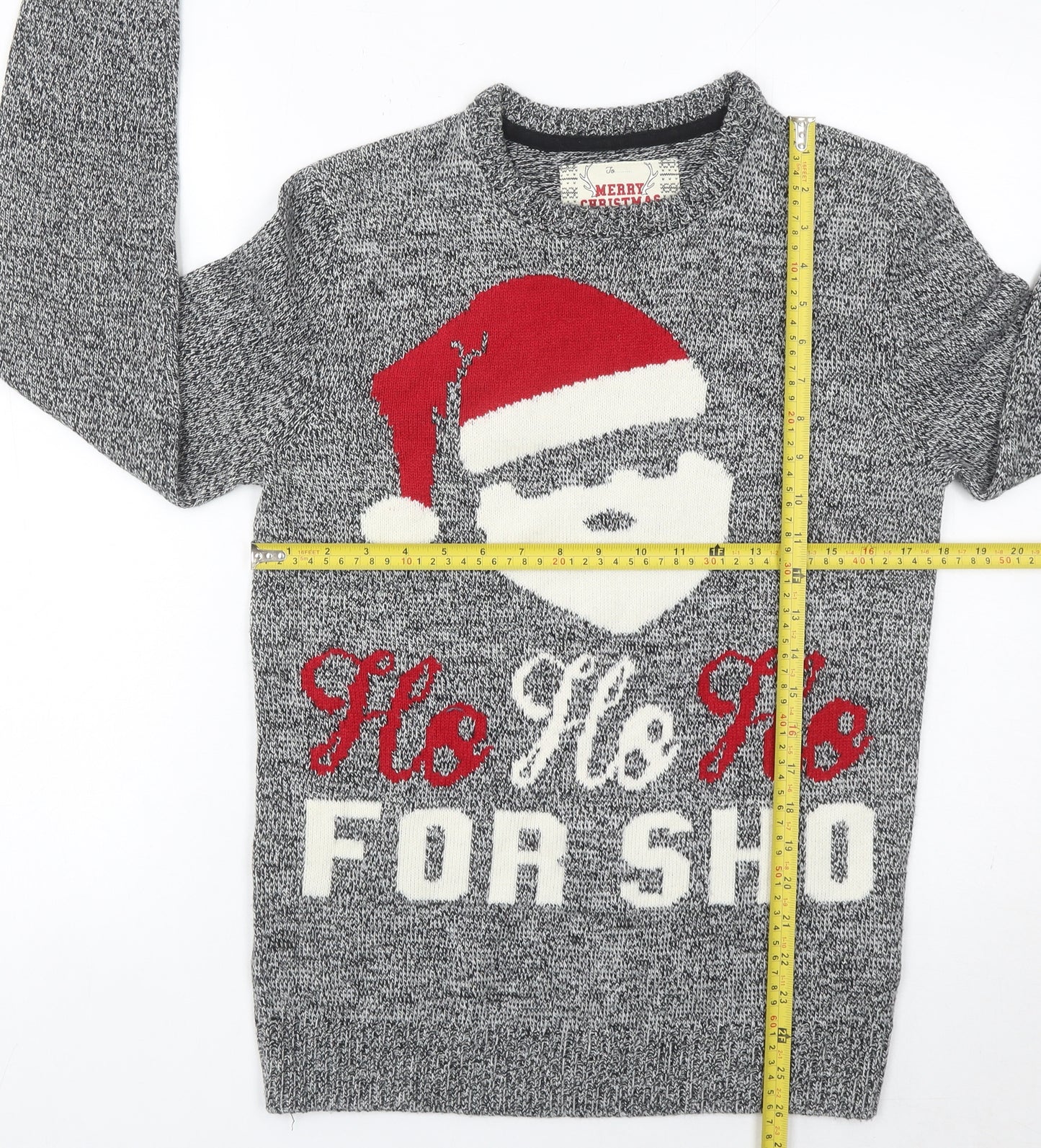 Ckh Womens Grey Christmas Pullover Jumper Size S Santa Graphic