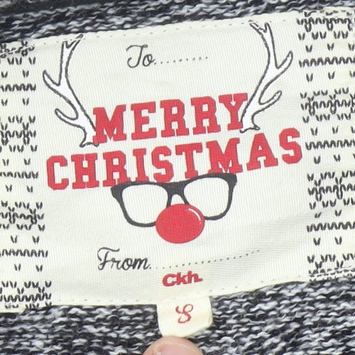 Ckh Womens Grey Christmas Pullover Jumper Size S Santa Graphic