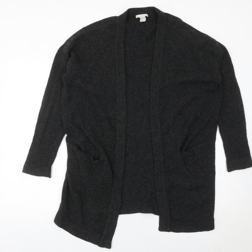 H&M Womens Black Cardigan Size 8 Long Sleeve Knit Open Front