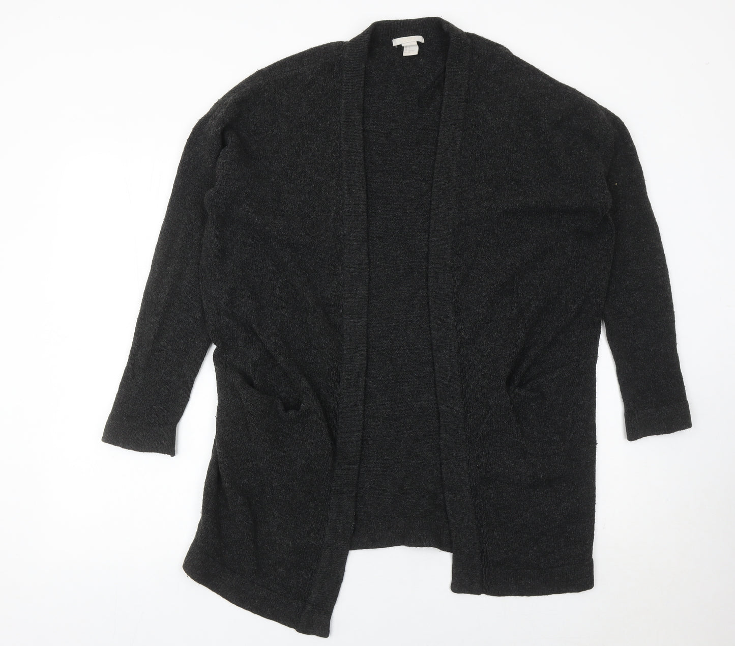 H&M Womens Black Cardigan Size 8 Long Sleeve Knit Open Front