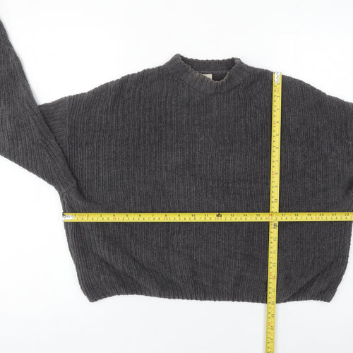Pull&Bear Women’s Grey Mock Neck Knit Jumper Size 12