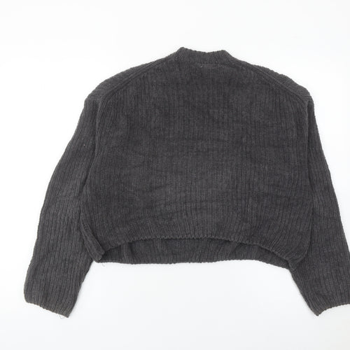 Pull&Bear Women’s Grey Mock Neck Knit Jumper Size 12