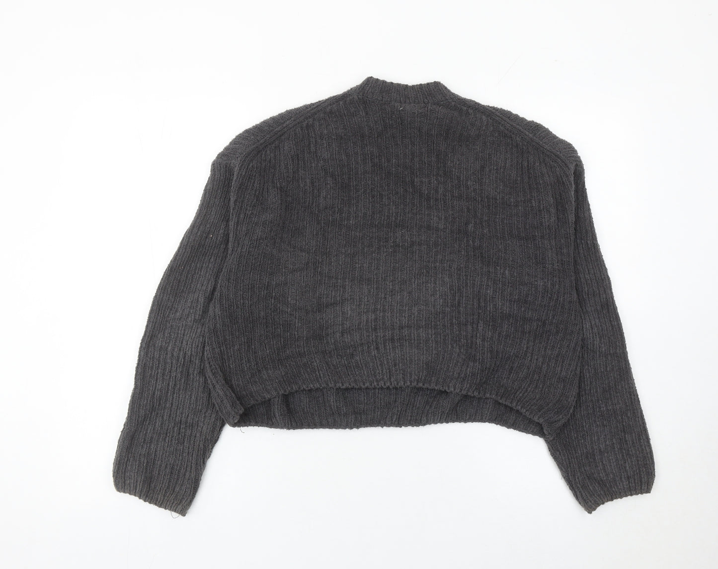 Pull&Bear Women’s Grey Mock Neck Knit Jumper Size 12