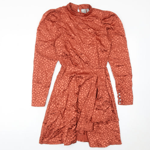 ASOS Women’s Brown Animal Print Short Puff Sleeve Dress Size 4