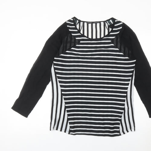 Zara Basic Women’s Black Striped Blouse Size 8 Long Sleeve