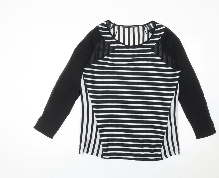 Zara Basic Women’s Black Striped Blouse Size 8 Long Sleeve